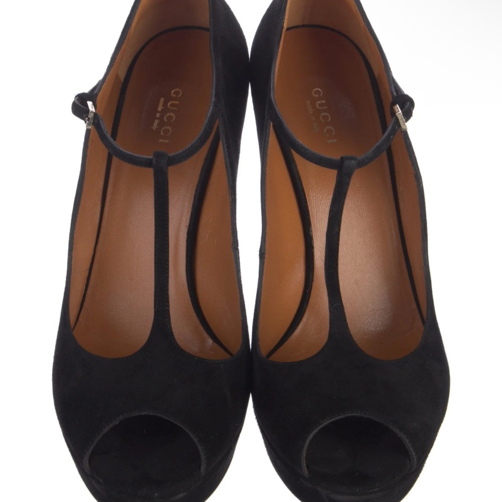 Gucci Black T-Strap Heels